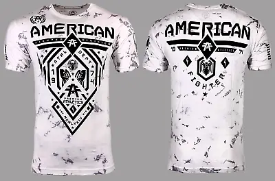 AMERICAN FIGHTER Men's T-Shirt FAIRBANKS Athletic Biker White MMA S-5XL • $25.95