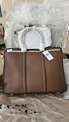 COACH Metropolitan Slim  Brief Leather Bag Messenger Brown MSRP $595 • $259