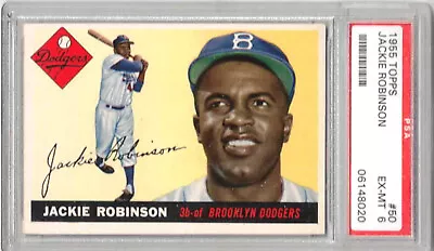 1955 Topps #50  JACKIE ROBINSON  Brooklyn Dodgers PSA 6 Hall Of Fame • $1500