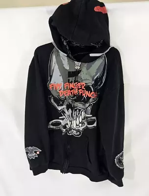 Five Finger Death Punch Full-Zip Hoodie  Black Jacket Sweatshirt  FFDP 5FDP 3XL • $49.95