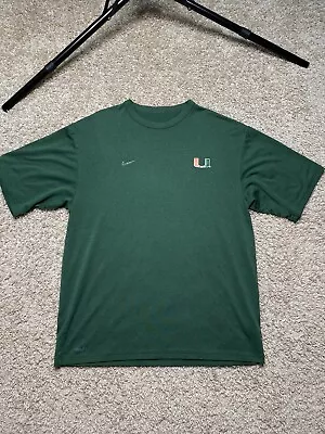 Miami Hurricanes Shirt Mens Small Green Swoosh Dri Fit NCAA Nike Team • $10.88