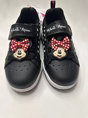 Disney Junior Girls Minnie Mouse Black With White Polka Dots Shoes Size 10 NWT • $38.99