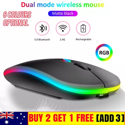 New Bluetooth Wireless Mouse With USB Rechargeable RGB Mouse For Computer Laptop • $2.56