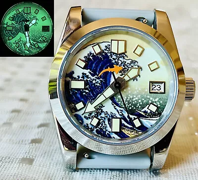 Custom Mod Watch  / 36mm / Seiko NH35 Mechanical / Sapphire / Wave FULL LUMINOUS • $129.87