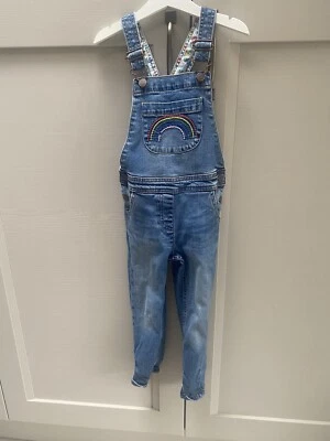 £3.20 • Buy Boden Denim Dungarees Age 4-5 Years Blue Girls Mini With Rainbow Stitching.