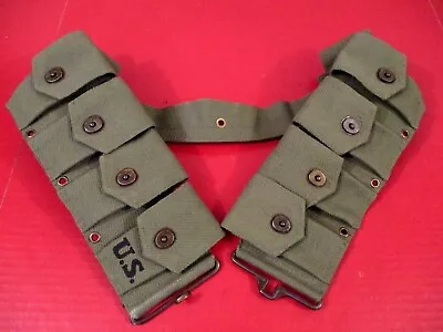 WWII US Army M1923 Cartridge Belt - Dark OD  Dtd 1944 - Up To 49  Waist - Repro • $46.99