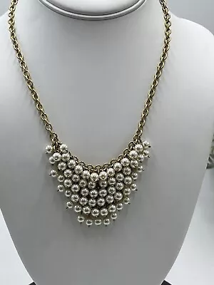 J. Crew Pearl Center Cluster Bib Bridal Wedding Classic Gold Tone Chain Necklace • $31.91