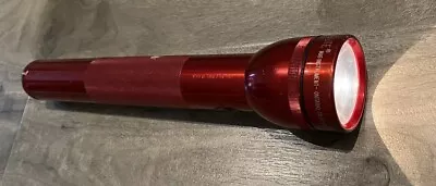 Mag-Lite Flashlight Red 12-3/4” Baton 3-D Cell Maglite USA Ontario Cali - Works! • $24.95