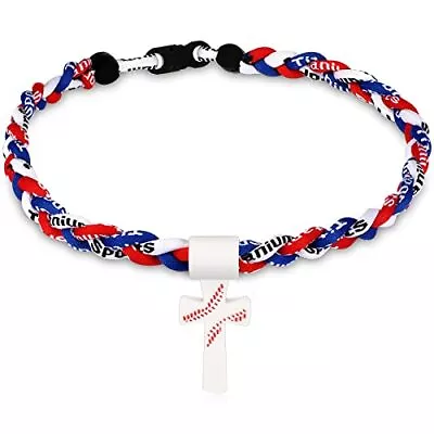 Boys Baseball Rope Necklace Twisted Titanium Sports Necklace Baseball Cross N... • $20.76
