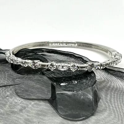 Nadri Rhodium Cubic Zirconia Hinge Bangle Bracelet • $48.95