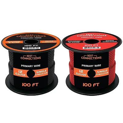 12 Gauge Car Audio Primary Wire 100ft–Red Black Remote Power/Ground Electrical • $24.95