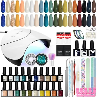 20 Colours Gel Nail Polish Set With 36W UV Lamp Nail Kits Manicure Starter Kit • £19.99