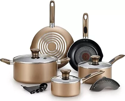 Bronze T-fal Excite Nonstick Aluminum Cookware Set 14-Piece • $56