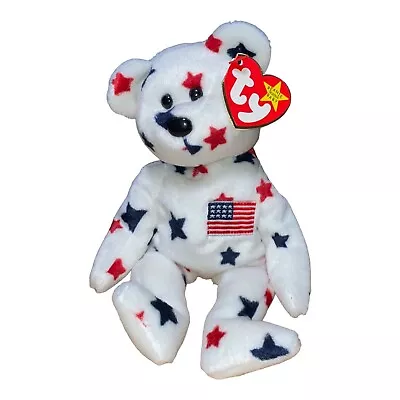 Ty Beanie Babies Glory Stars Bear 1998 Plush Stuffed Animal Hang 5th Gen Tush 6t • $15