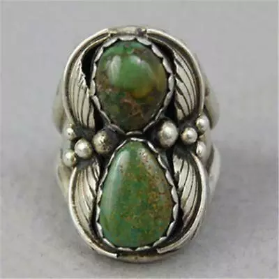 Vintage Turkish Handmade Turquoise Ring Boho Women 925 Silver Party Jewelry Gift • $2.49