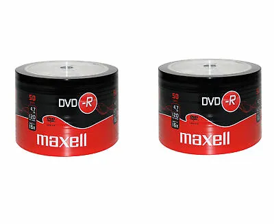 100 Maxell DVD-R RECORDABLE 16x Speed Blank Discs 4.7GB  50 PACK X 2  • £22.17