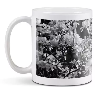 White Ceramic Mug - BW - Magnolia Flowering Plant #43168 • £8.99