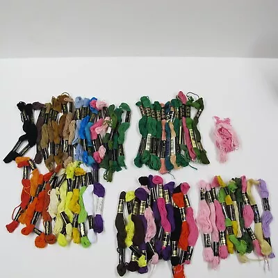 Assorted DMC IRIS J&P Coats Embroidery Floss Skeins 67 Total From Estate • $6