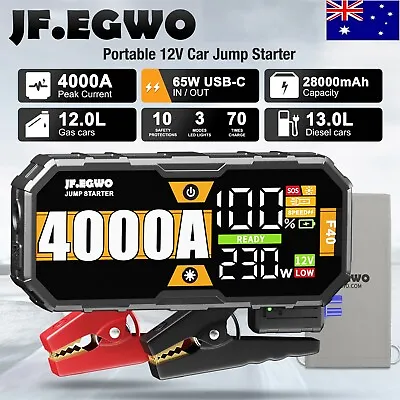 $172.99 • Buy 4000A Car Jump Starter Fast Charging Battery Charger Power Bank Booster Device