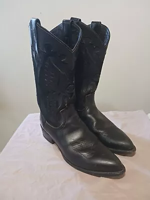 Frye Billy Firebird Black Leather Pull On Overlay Western Cowboy Boots Size 10B  • $85