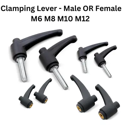 Machine Handle Adjustable Clamping Lever Male / Female Black Knob M6 M8 M10 M12 • £5.90