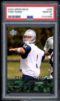 $150 • Buy Tony Romo Rookie Card 2003 Upper Deck #256 PSA 10