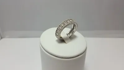 Silver White CZ Eternity Ring With Intricate Milgrain Design Size 8 • $29