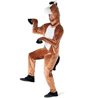 Men`s Horse Jumpsuit Costume Adult Animal Halloween Fancy Dress Size M - XL • £43.99