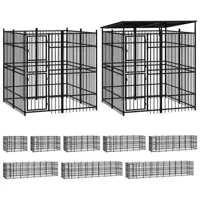 Outdoor Dog Kennel Steel Puppy Dog Cage With/without Roof Multi Sizes VidaXL • £630.99