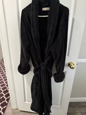 NWT Tommy Bahama SOLID BLACK PLUSH Robe Men's L/XL Marlin Logo • $9