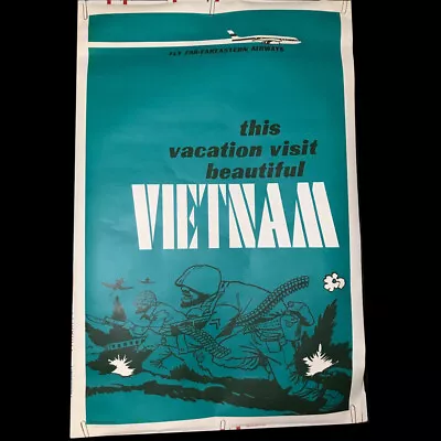 RARE Orig 1966 Anti-Vietnam War Propaganda Poster - Fly Far-Fareastern Airlines • $69.99