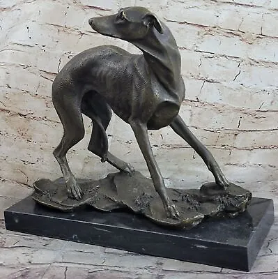 Bronze Greyhound Standing Statue Whippet Sculpture Racing Dogs Hot Cast Artwork • $569