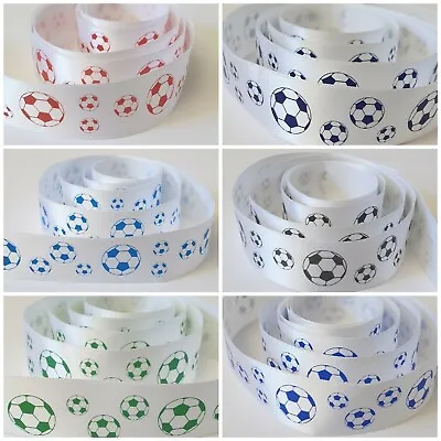 Football Themed Satin Ribbon Cake Ribbon Gift Wrap Various Colours 25mm • £1.25