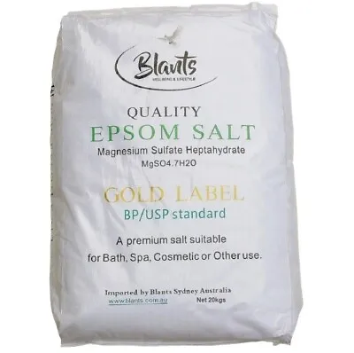 BLANTS 20kg Epsom Salt Gold Label - Magnesium Sulphate USP & BP Bulk Bath Salts • $50