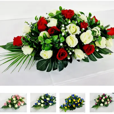 Artificial Silk Funeral Flower Casket Topper Wreath Coffin Spray Tribute Dad Mum • £42.99
