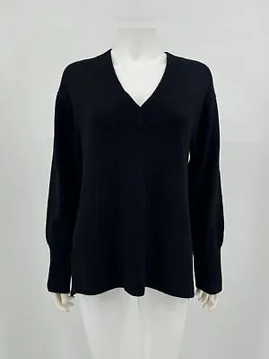 Vince Sweater Black Cashmere Rib Trim V-Neck Tunic Women's Sz XXS NEW NWT N130 • $178