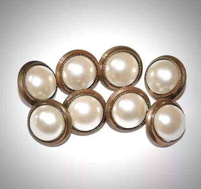 Vintage Faux White Pearl With Shank Buttons Set Of Eight 3/4  Diameter Sew  • $0.99