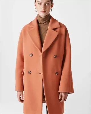 Whistles Jigsaw Reiss Cos Wide Sleeve Cocoon Mid Wool Coat Pink Peach XS 6 £265 • £39.99