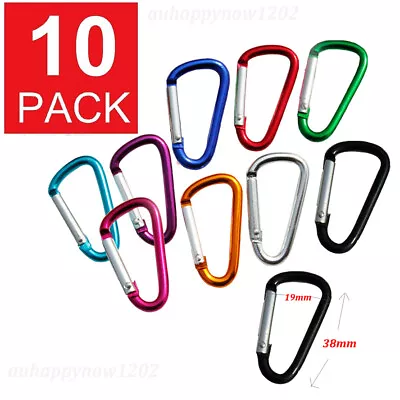 10-Pack Aluminum Carabiner D-Ring Key Chain Clip Hook Random Color • $2.84