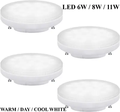 PACK OF 4 LED 6W/8W/11W GX53 Bulbs Light  Tablet Replacement CFL  DAY/COOL/WARM • £11.95