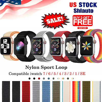 $2.99 • Buy Nylon Sport Loop Band Strap For Apple Watch Series SE/7/6/5/4/3/2/1 - 38 To 45mm