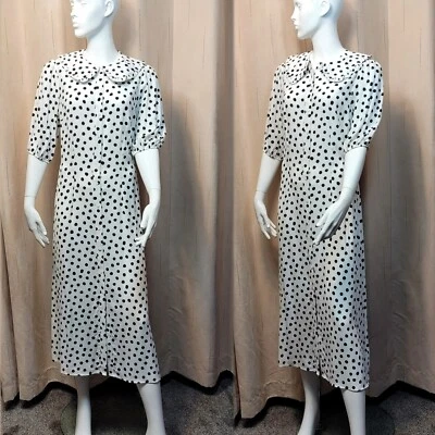 £16.99 • Buy M&S Polka Dot COLLARED Longer MIDI Shirt DRESS ~ Size 12 ~ IVORY Mix