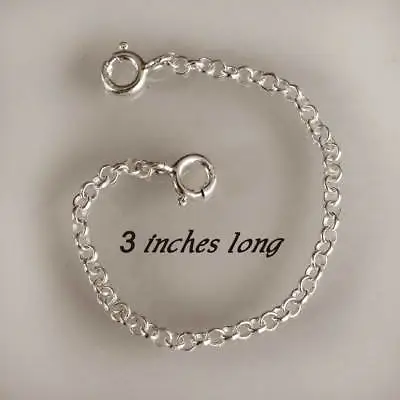 Solid .925 Sterling Silver Necklace Extender Safety Chain 3  Inches FREE POST • £4.99