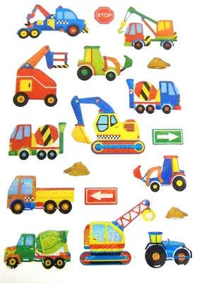 Digger Construction Stickers Kids Labels For Craft Decoration Card-Making CRY10 • £2.99