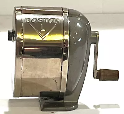 VINTAGE BOSTON MODEL L Hand CRANK PENCIL SHARPENER ONE HOLE DESK WALL MOUNT • $19.99