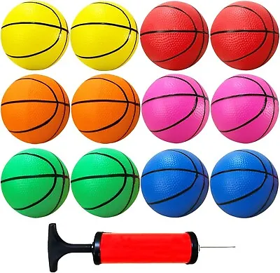 12 Pcs 5 Inch Mini Basketballs Colorful Rubber Inflatable Basketball Pool Kick • $18.46