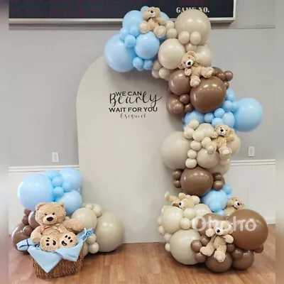 Blue Brown Beige Balloon Garland Arch Kit Kids Boy Birthday Party Baby Shower • $25.28