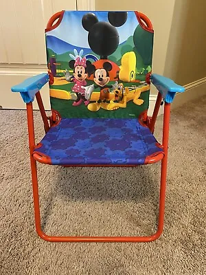 Vintage Mickey Mouse Clubhouse Folding Kids Chair Metal Frame Nylon Seat • £19.29