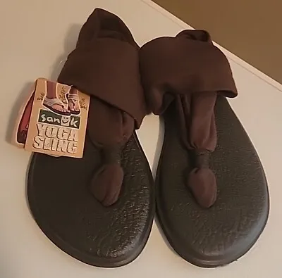 NWT Sanuk Women’s Size 8 Brown Yoga Sling Flip Flops • $12.99