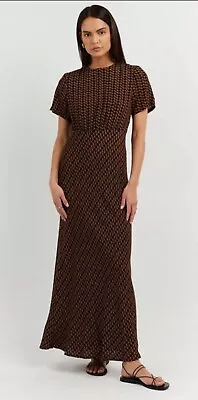 DISSH Fame Choc Geo Print Maxi Dress Sz 12 • $89.95